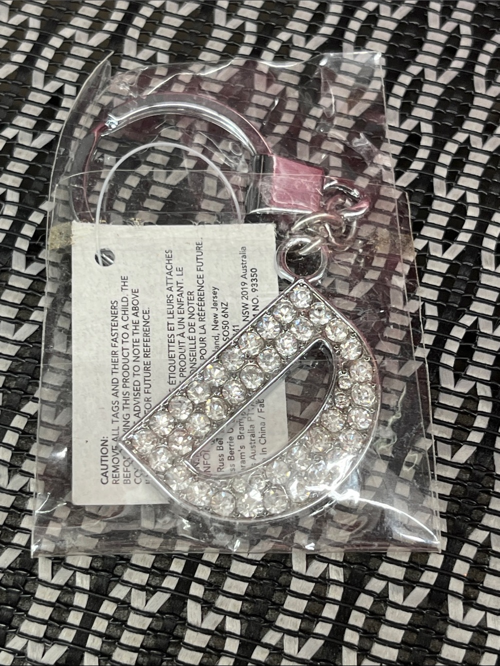 Russ Silver Crystal-Embellished Letter D Key & Card Holder Charm